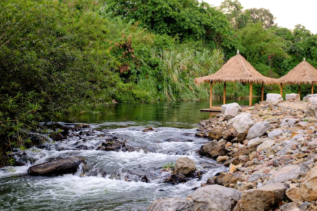 riverside pavilion seating pranburi river raithipochakiri farmstay pa la u hua hin